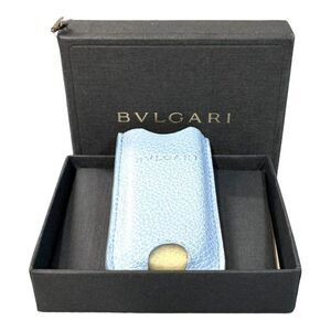 Bvlgari Light Blue Textured Leather Lighter Case  In Original Box Unisex Gift